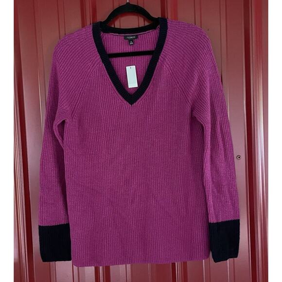 Talbots Sweater‎ Knit Ribbed V Neck lightweight Cotton Blend Pullover Medium New - Picture 1 of 10